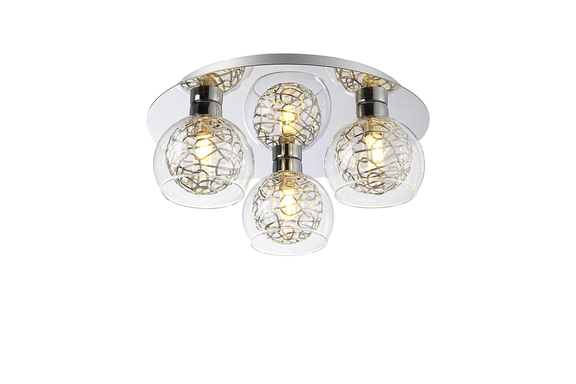 D0763  Talia Glass Flush Ceiling 3 Light Polished Chrome